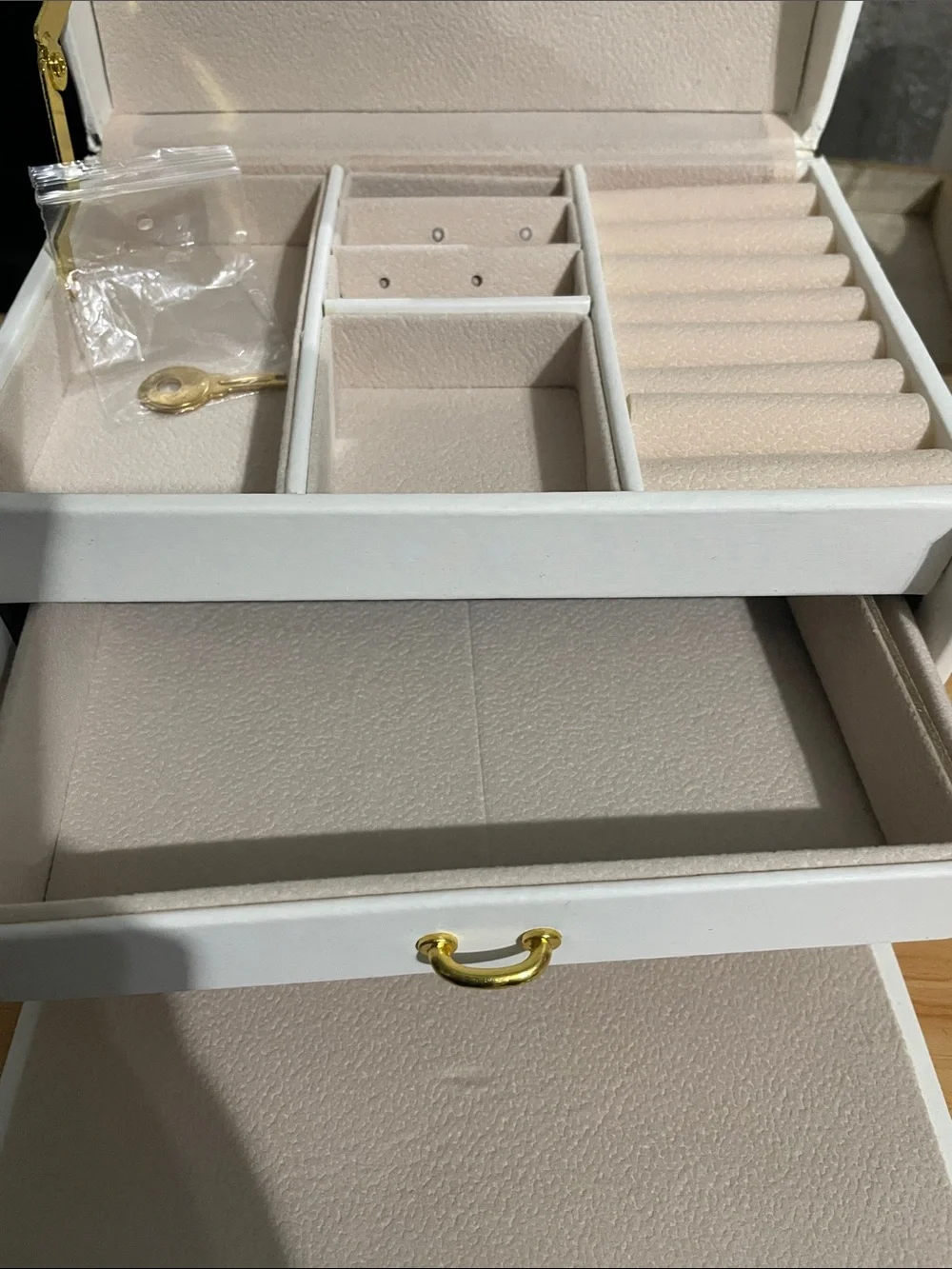 White Jewelry Box with Gold Hardware - Women Accessories